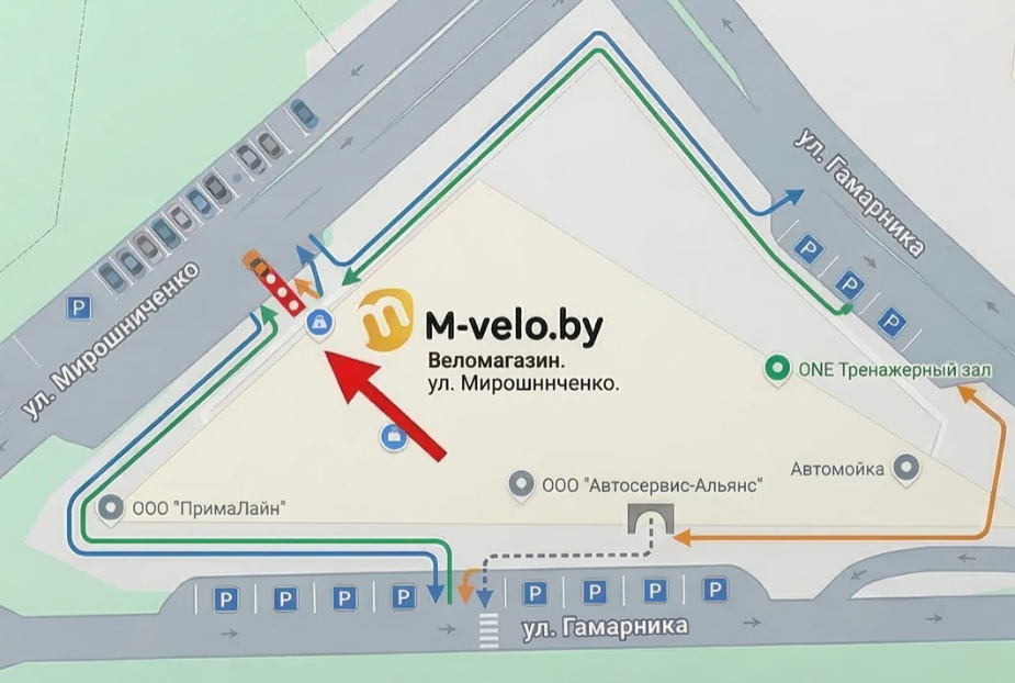Схема прохода к магазину на Гамарника