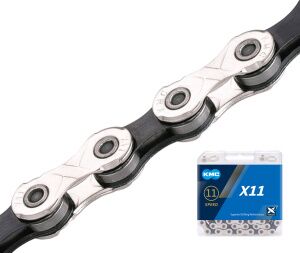 Цепь KMC X10, 1/2X11/128X122L (в боксе), серебристо-черная, X10-122SLBK Цепь KMC X10, 1/2X11/128X122L (в боксе), серебристо-черная, X10-122SLBK