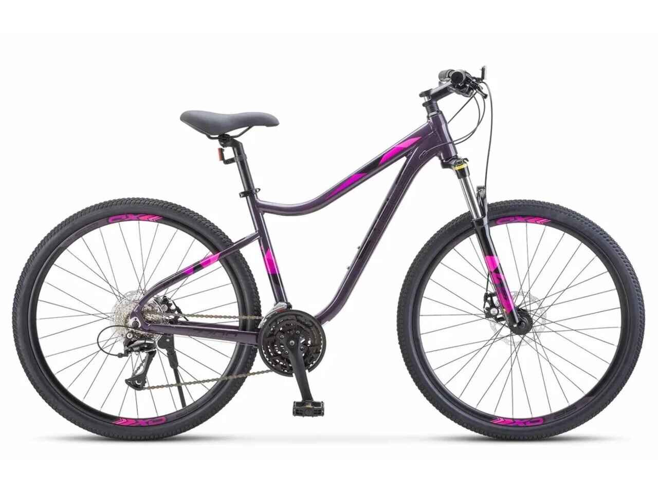 Велосипед Stels Miss 7700 MD 27.5 V010 (17, темный/пурпурный, 2023)