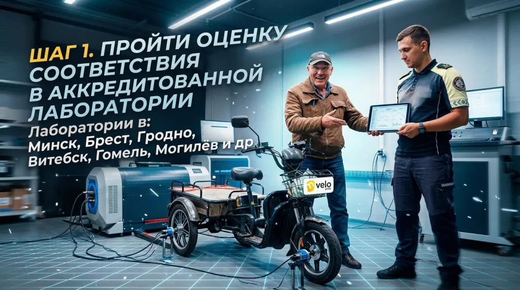Пройти оценку соответствия в аккредитованной лаборатории на электровелосипеде