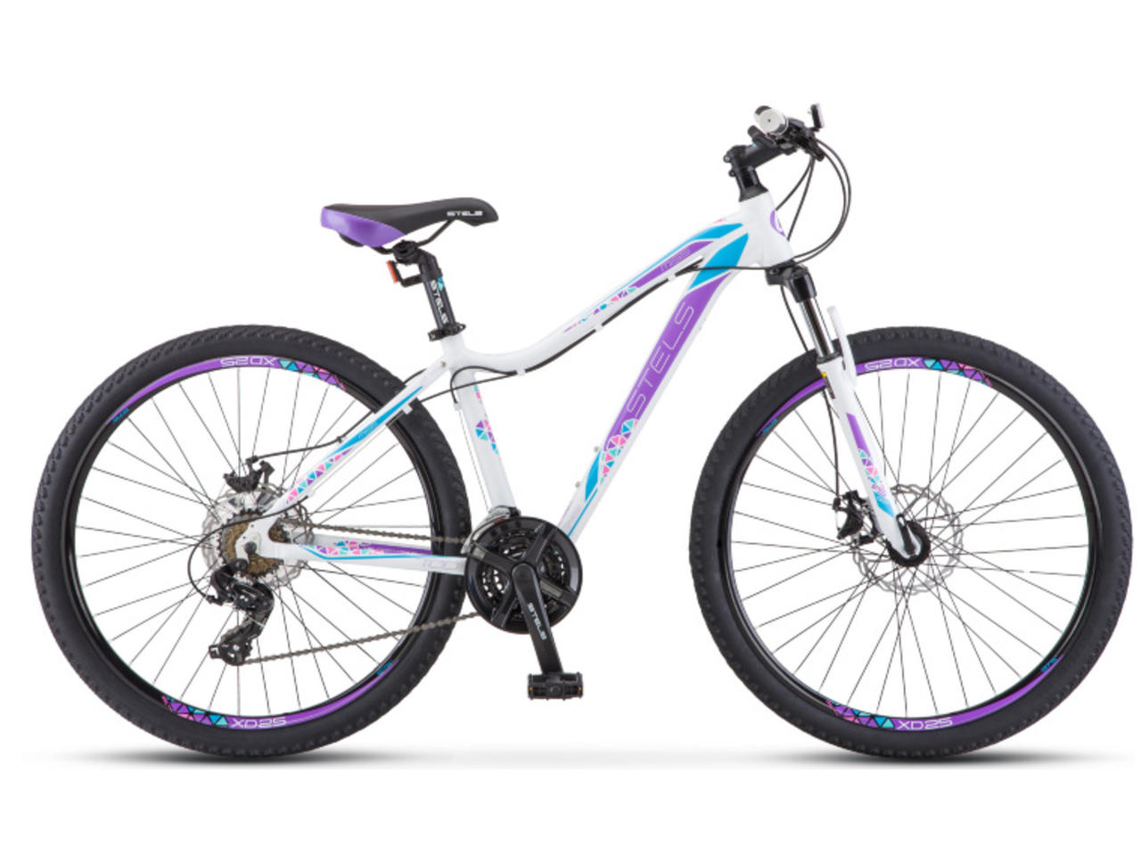 Велосипед Stels Miss 7500 MD 27.5 V010 (18, белый/сиреневый, 2021)