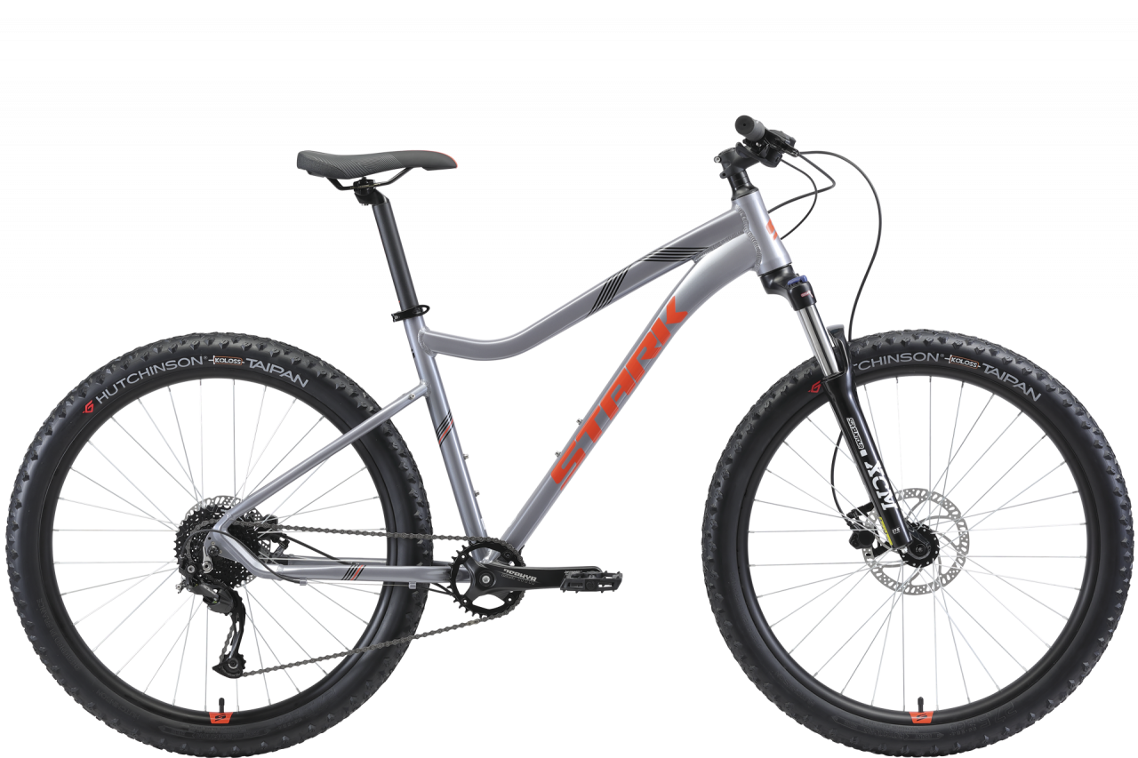 Велосипед Stark Tactic 27.5+ HD (18, серебристый/оранжевый, 2021)