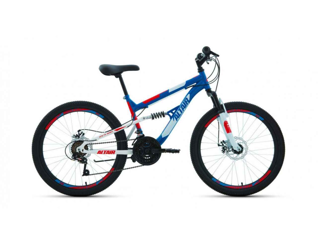 Велосипед ALTAIR MTB FS 24 disc (15, синий/красный, 2022)