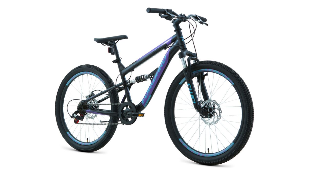 Велосипед Forward Raptor 24 2.0 disc (15, черный/фиолетовый, 2022)