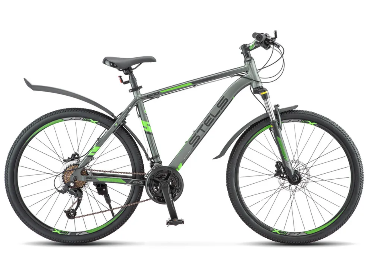 Велосипед Stels Navigator 640 D 26 V010 (17, антрацитовый/зеленый)