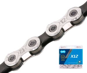 Цепь KMC X12, 1/2X11/128X126L (в боксе), серебристо-черная, X12-126SLBK Цепь KMC X12, 1/2X11/128X126L (в боксе), серебристо-черная, X12-126SLBK