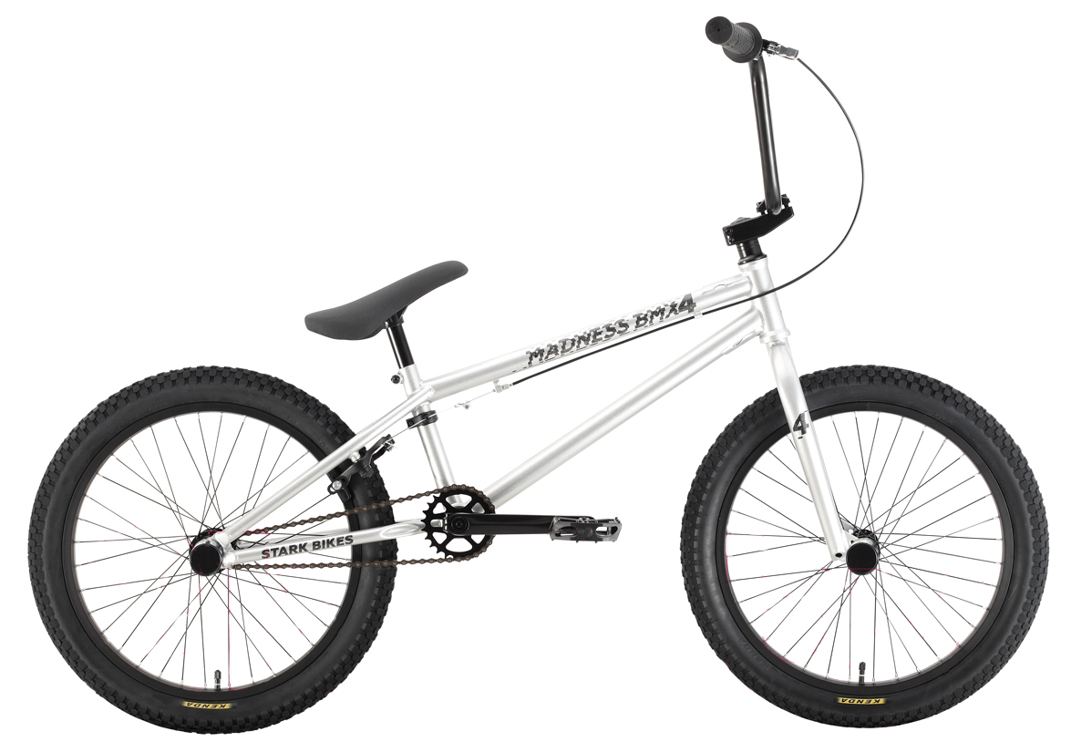 Велосипед Stark Madness BMX 4 (20, серебристый/черный, 2021)