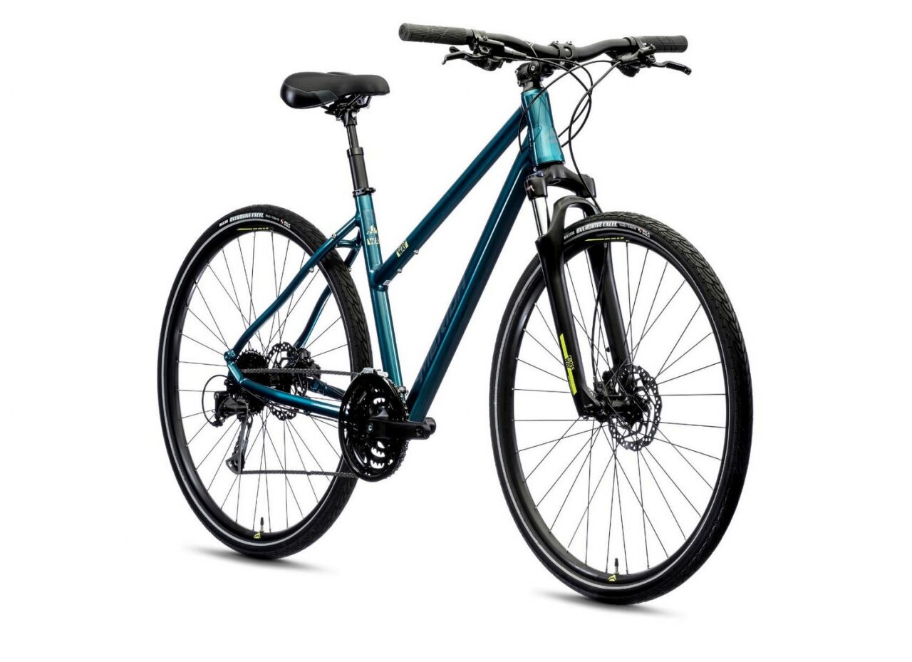 Велосипед Merida Crossway 100 Lady (XXS/39cm, TealBlue/SilverBlue/Lime, 2021)