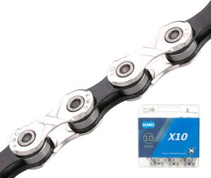 Цепь KMC X10, 1/2X11/128X116L (в боксе), серебристо-черная, X10-116SLBK Цепь KMC X10, 1/2X11/128X116L (в боксе), серебристо-черная, X10-116SLBK