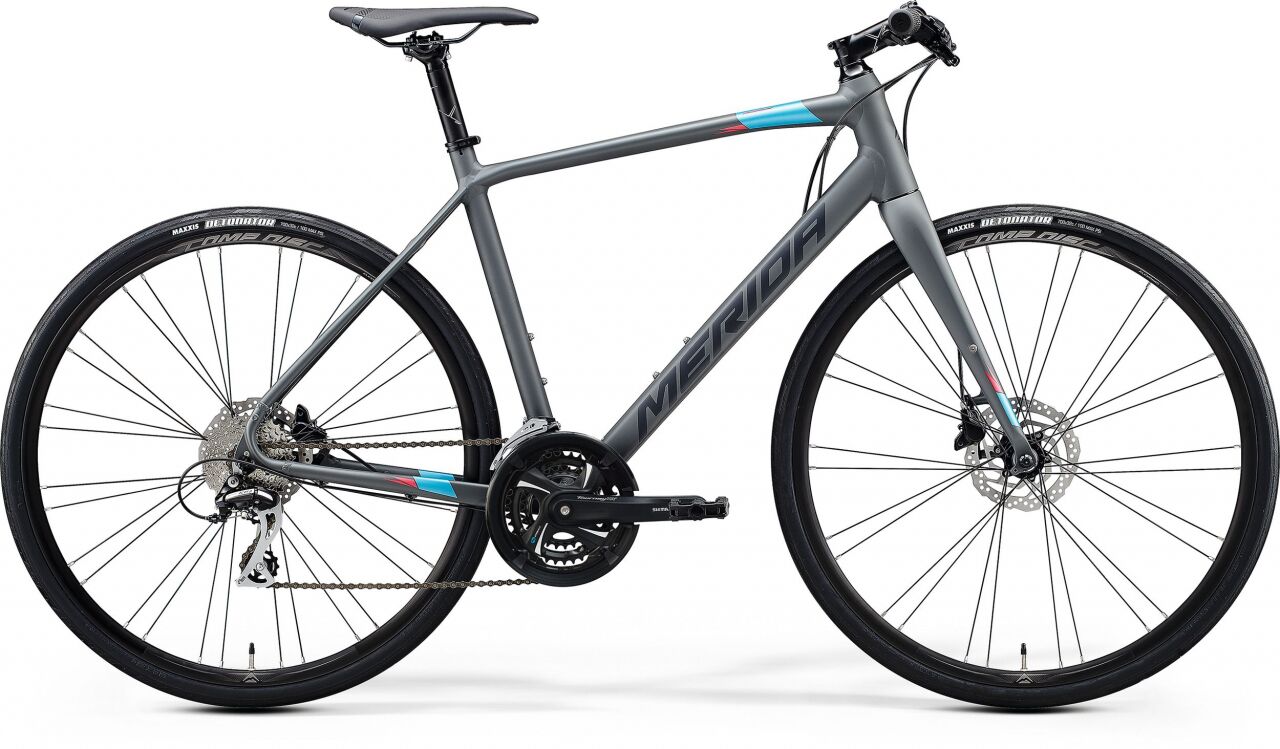 Велосипед Merida Speeder 100 (SM/52cm, MattCoolGrey/Blue/Red, 2021)