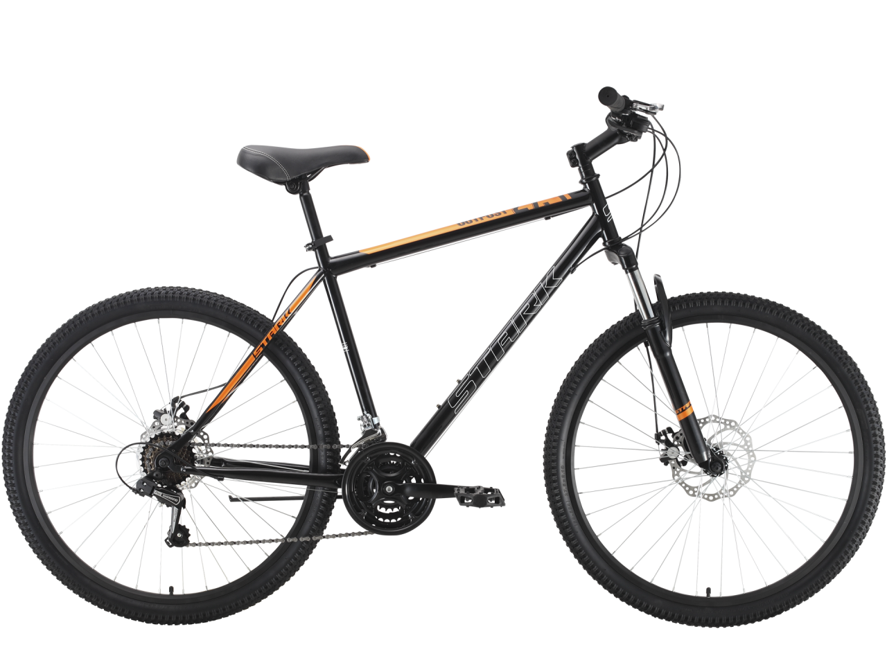 Велосипед Stark Outpost 27.1 D Steel (20, черный/оранжевый, 2022)