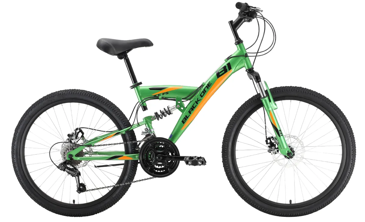 Велосипед Black One Ice FS 24 D (14.5, зеленый/оранжевый/черный, 2022)