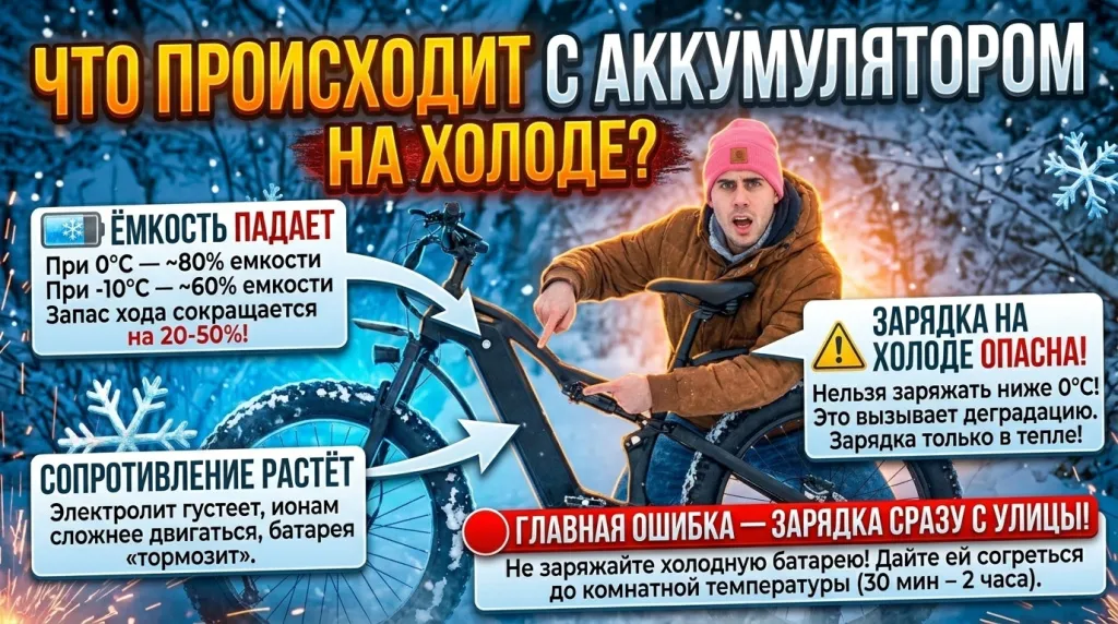 Что происходит с аккумулятором в электровелосипеде на холоде Что происходит с аккумулятором в электровелосипеде на холоде