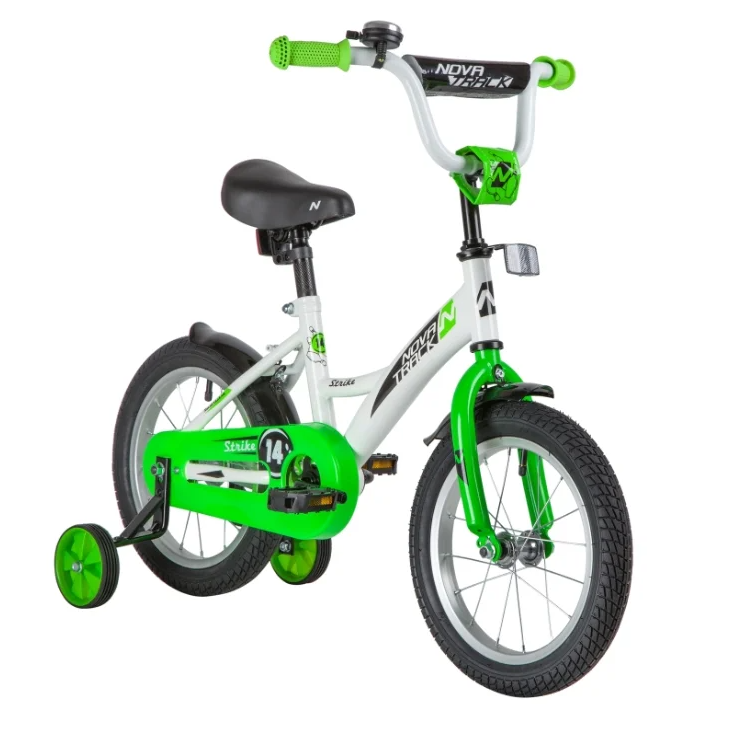 Детский велосипед Novatrack Strike 14 (белый/зеленый, 2020)