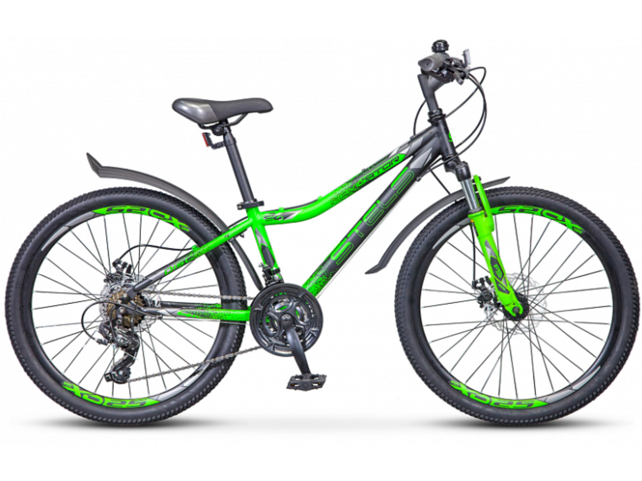 Велосипед Stels Navigator 410 MD 24 V010 (черный/зеленый, 2022)