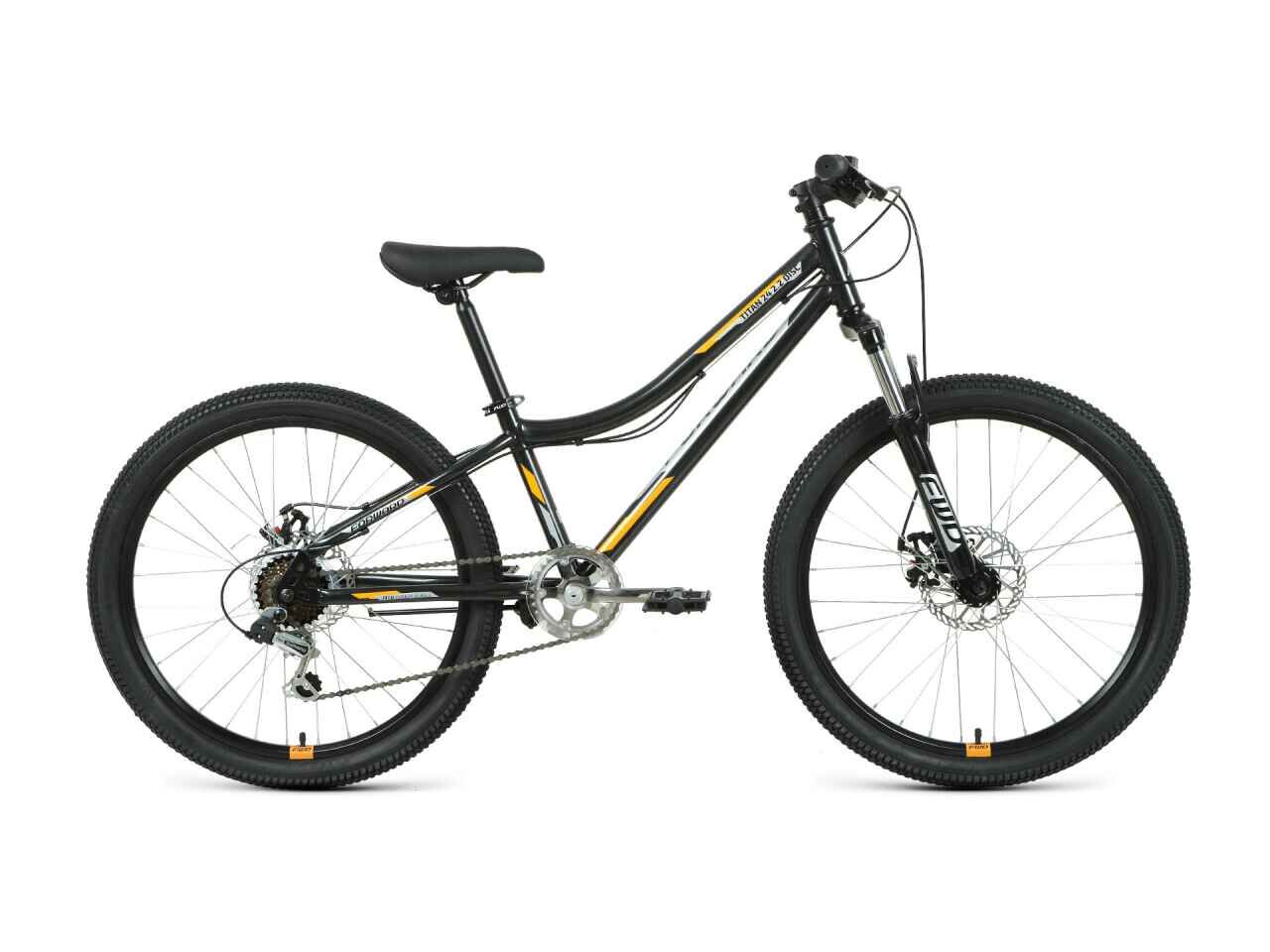 Велосипед Forward Titan 24 2.0 disc (12, черный/оранжевый, 2022)