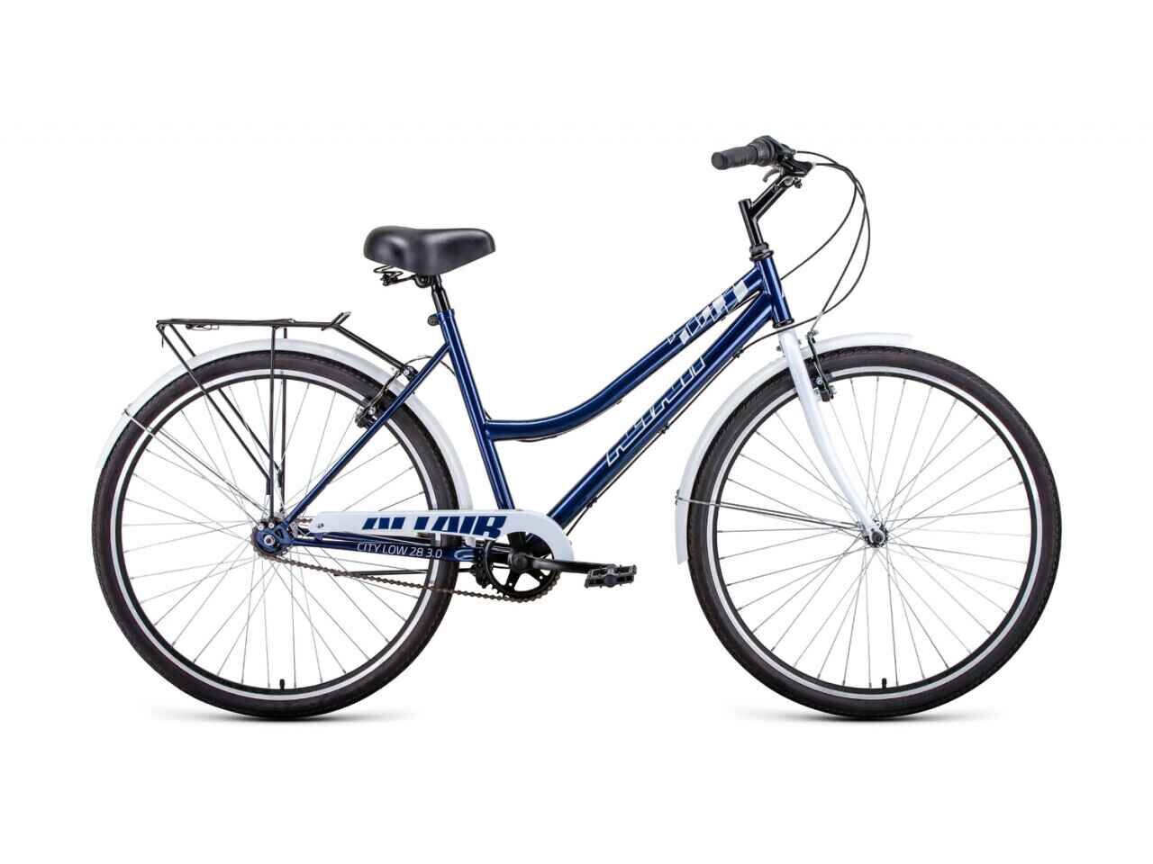 Велосипед ALTAIR City 28 Low 3.0 (19, синий/белый, 2022)