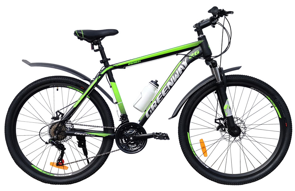 Велосипед Greenway 26M031 26 (19, черный/зеленый, 2021)