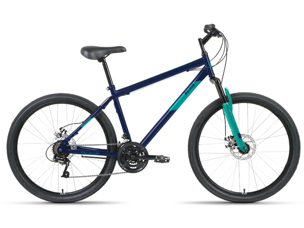 Велосипед ALTAIR MTB HT 26 2.0 D р.19 2022 (темно-синий/бирюзовый)