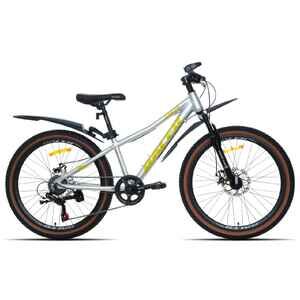 Велосипед Racer Tempo 24 (12, серебристый с желтым, 2025)