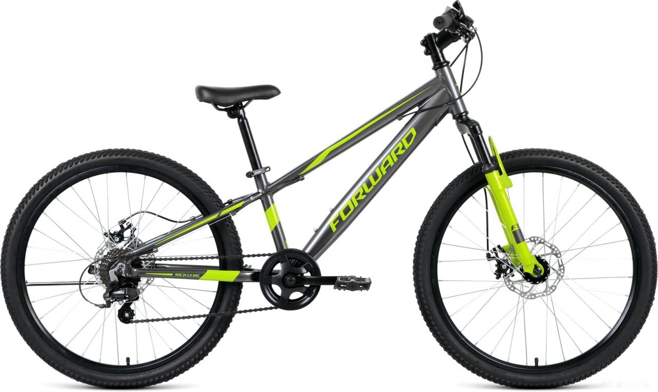 Велосипед Forward Rise 24 2.0 disc 2021 (серый/зеленый)
