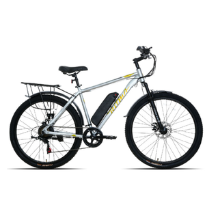 Электровелосипед Ritma MORGAN309 27.5 (серебристый, желтый лого, 2025)