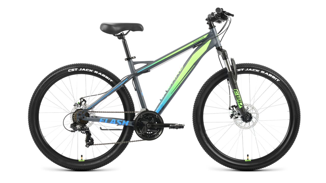 Велосипед Forward Flash 26 2.0 disс р.19 2022 (серый матовый/ярко-зеленый)