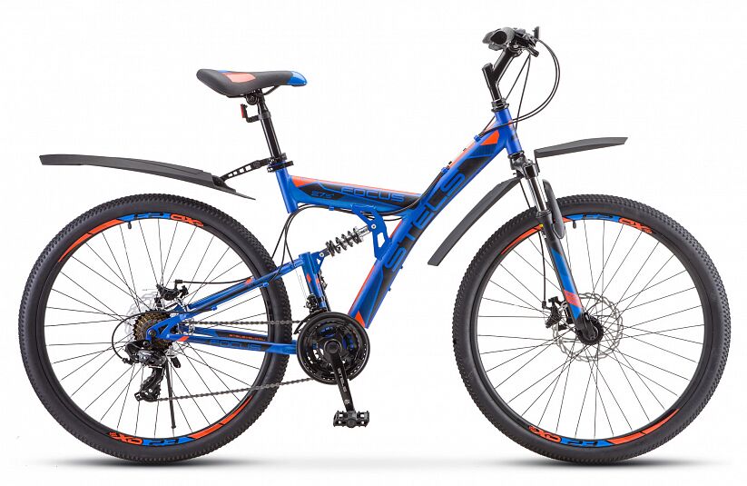 Велосипед Stels Focus MD 27.5 21-sp V010 (19, синий/красный, 2021)