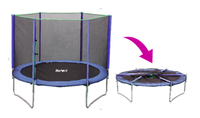 Батут Bebon Sports 10ft (10354F2YL) с внешней сеткой, складными стойками