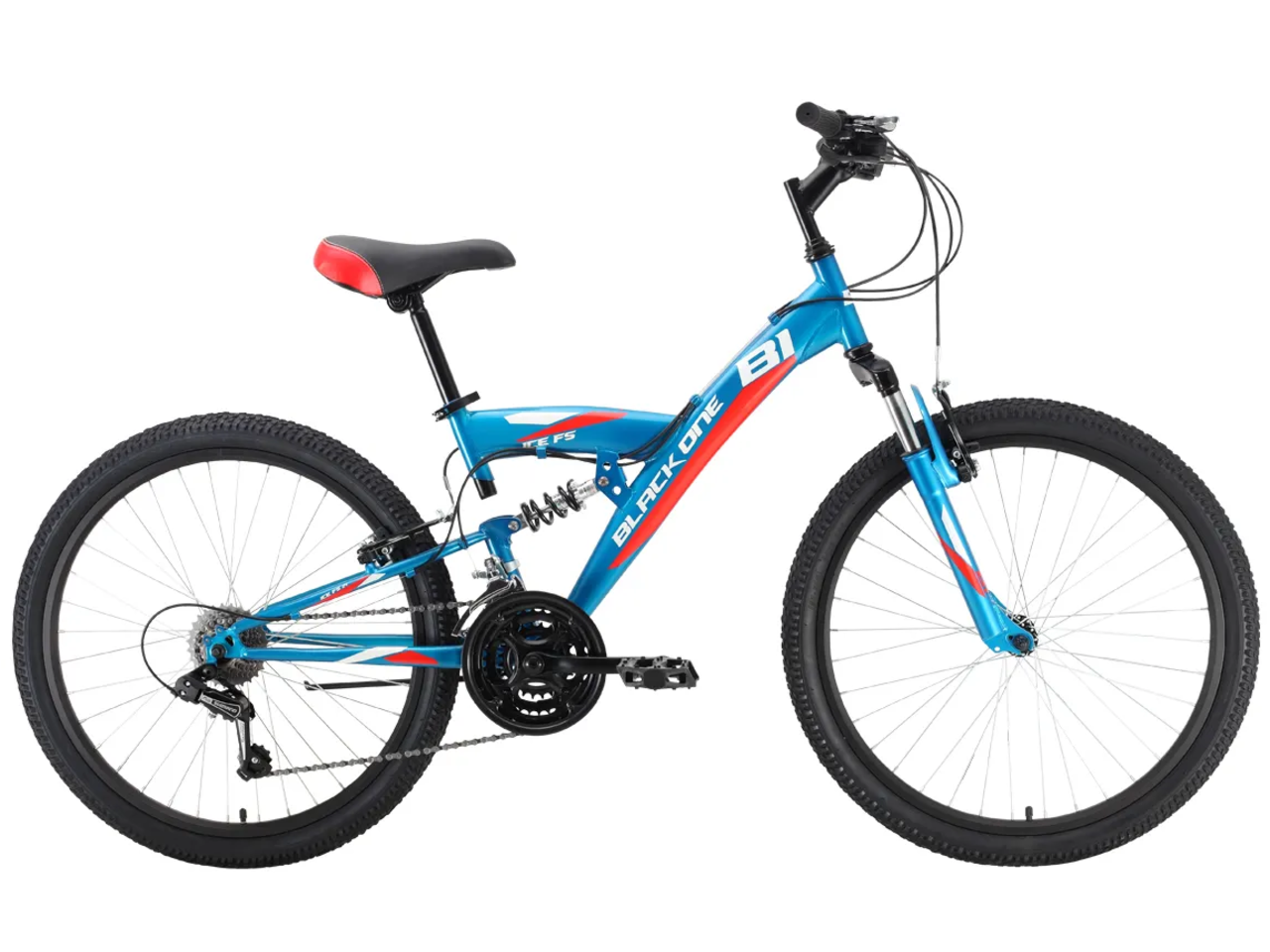 Велосипед Black One Ice FS 24 (14.5, голубой/белый/красный, 2022)