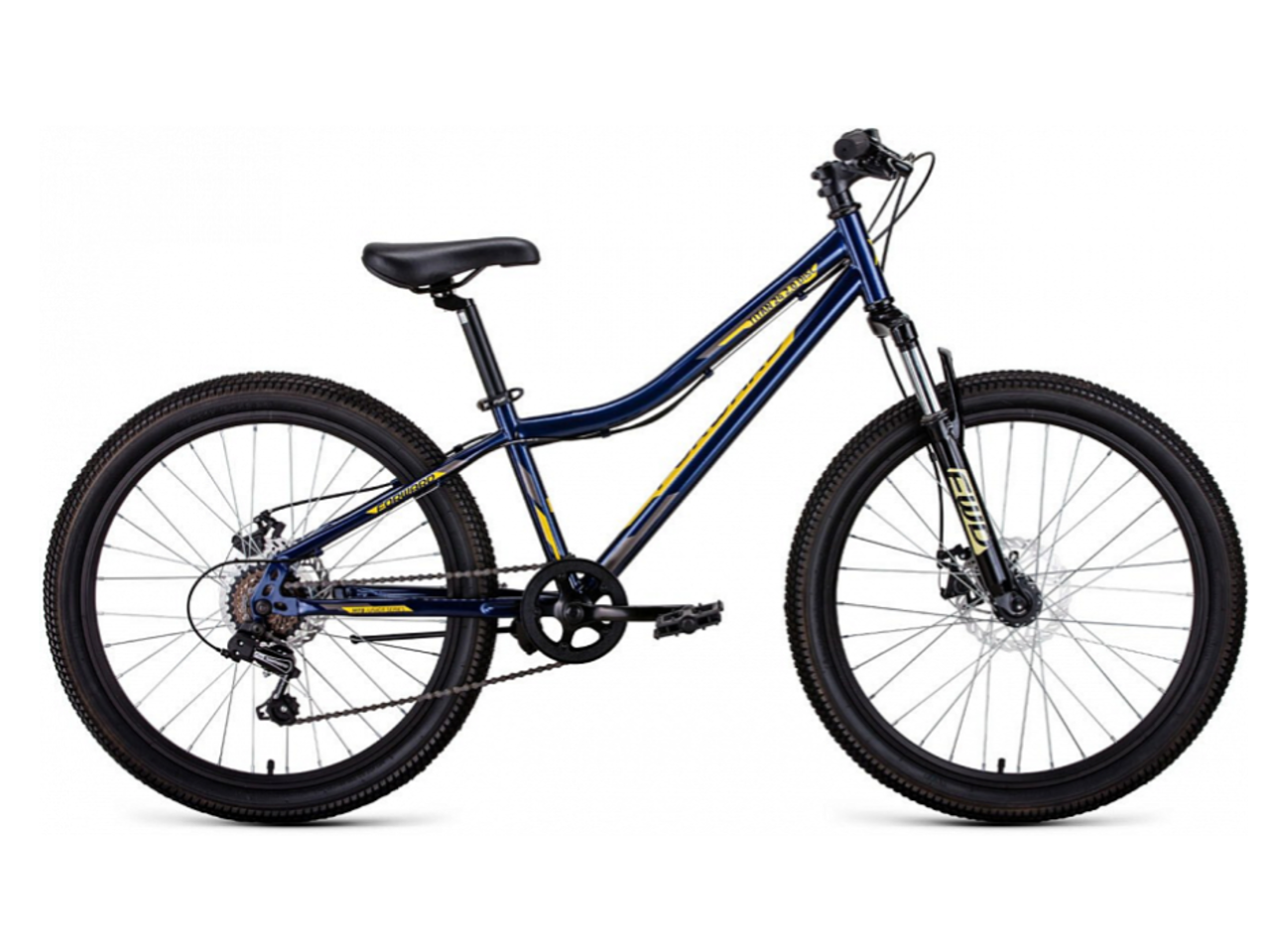 Велосипед Forward Titan 24 2.2 Disc (12, синий/золотой, 2021) RBKW1J146006