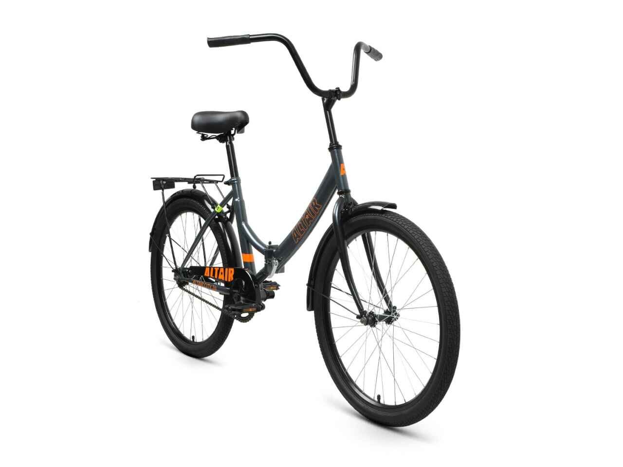 Велосипед ALTAIR City 24 (16, серый/оранжевый, 2023)
