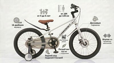 Детский велосипед Favorit TORNADO 16 Серебряный TOR-16SL