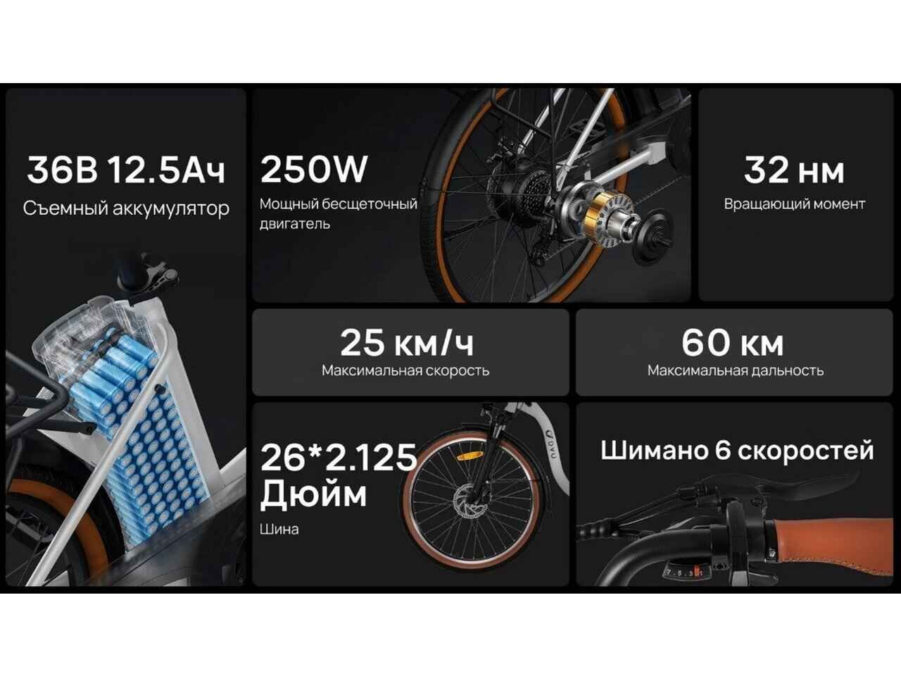 Электровелосипед DYU C6 250W (белый) Электровелосипед DYU C6 250W (белый)