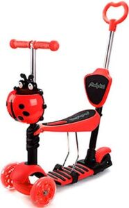 Трехколесный самокат Moby Kids Божья коровка 3 в 1 641275 (красный)