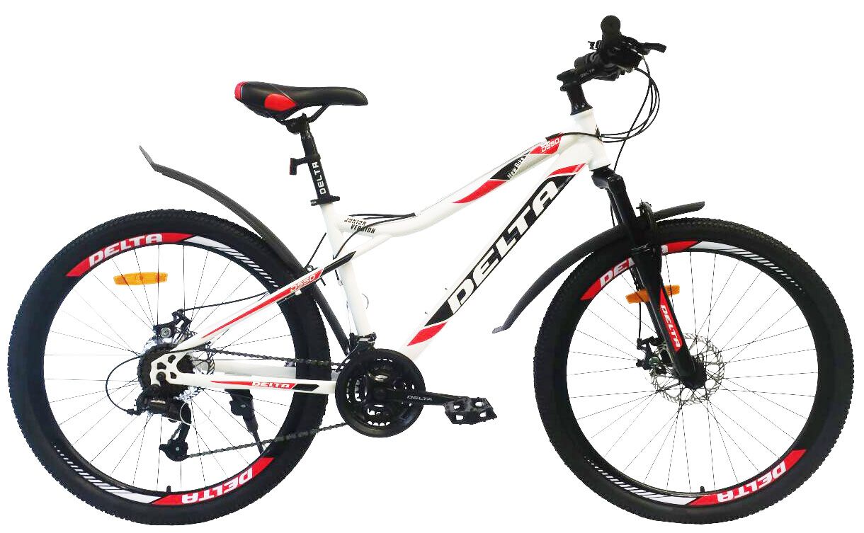 Велосипед DELTA D550 26 (14, белый/черный/красный, 2021)