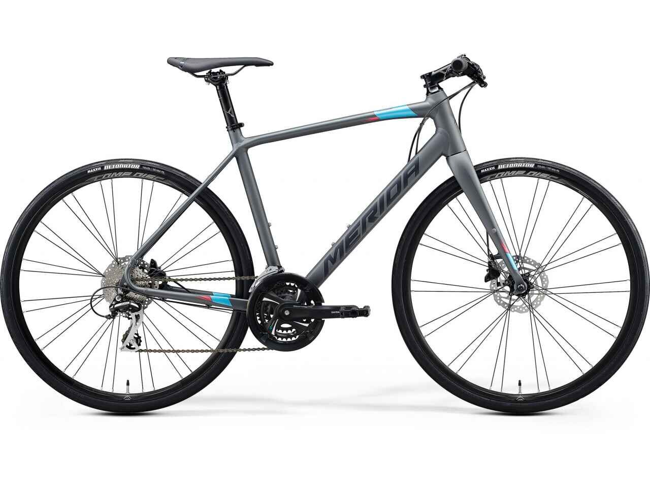 Велосипед Merida Speeder 100 (SM/52cm, MattCoolGrey/Blue/Red, 2021)