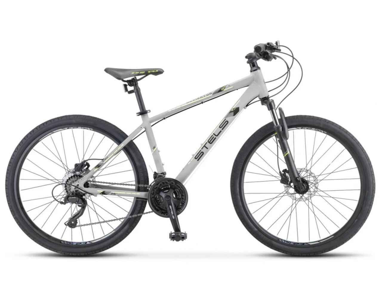 Велосипед Stels Navigator 590 D 26 K010 (18, серый/салатовый, 2021)