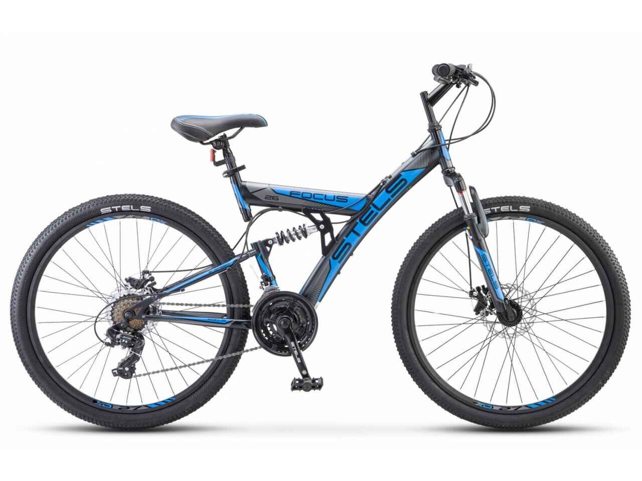 Велосипед Stels Focus MD 26 21-sp V010 (18, черный/синий, 2021)