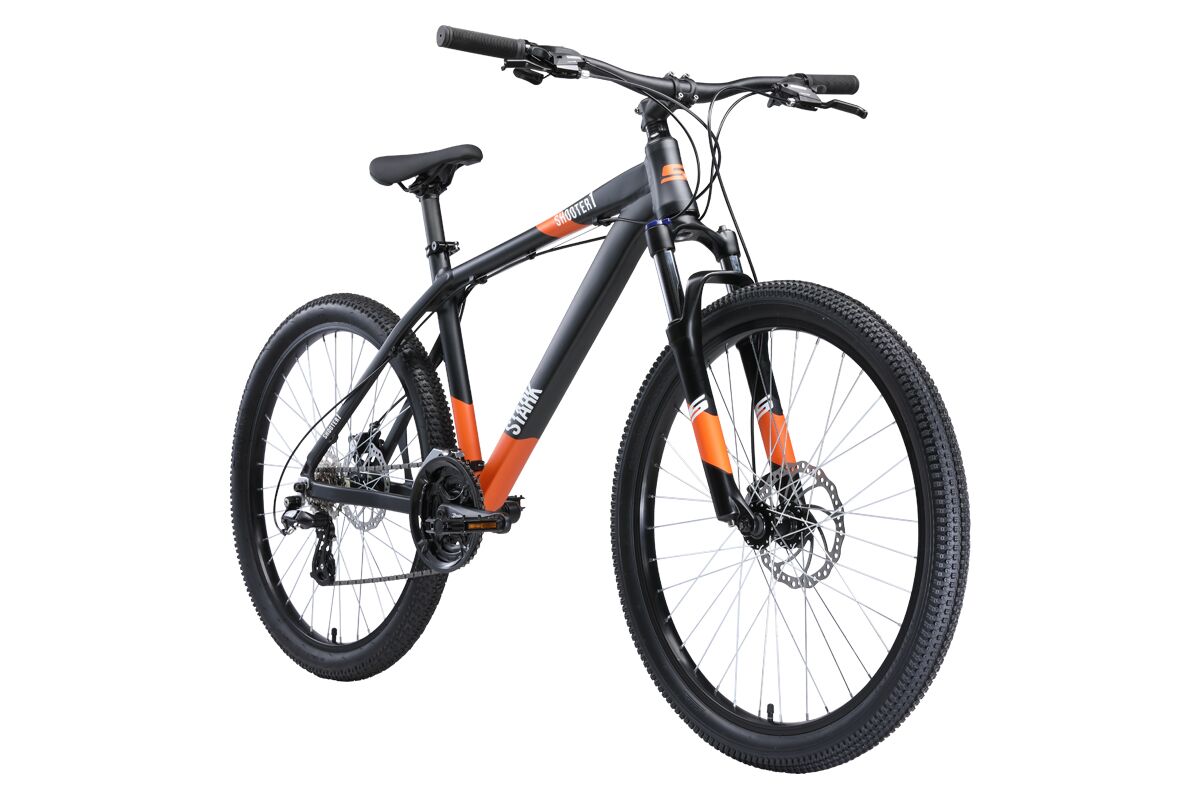 Велосипед Stark Shooter 1 (18, чёрный/белый/оранжевый, 2020)