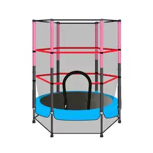Батут Atlas Sport 140 см 4.5ft с внешней сеткой (розовый, на ремнях)