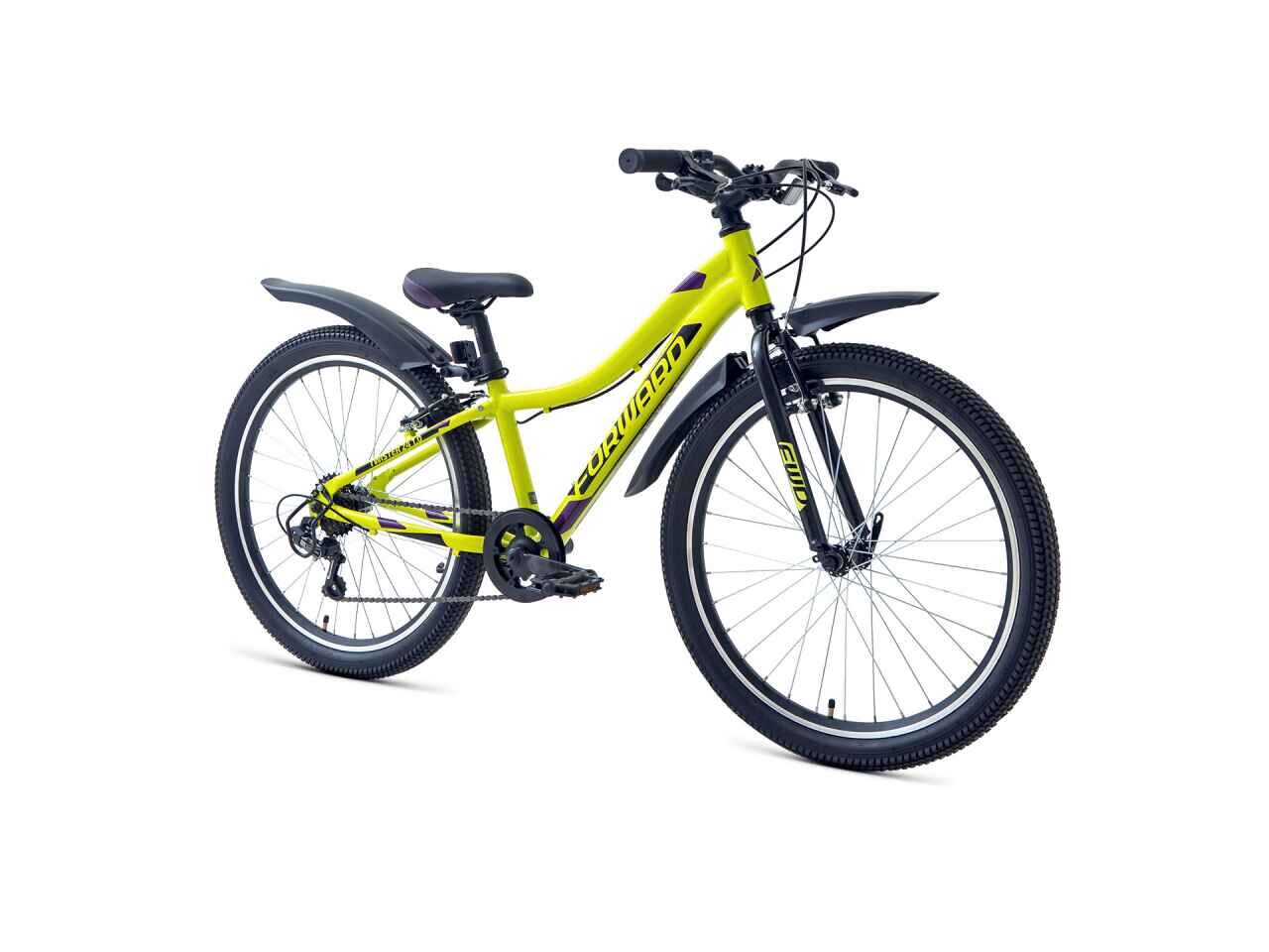 Велосипед Forward Twister 24 1.0 (зеленый/фиолетовый, 2023)