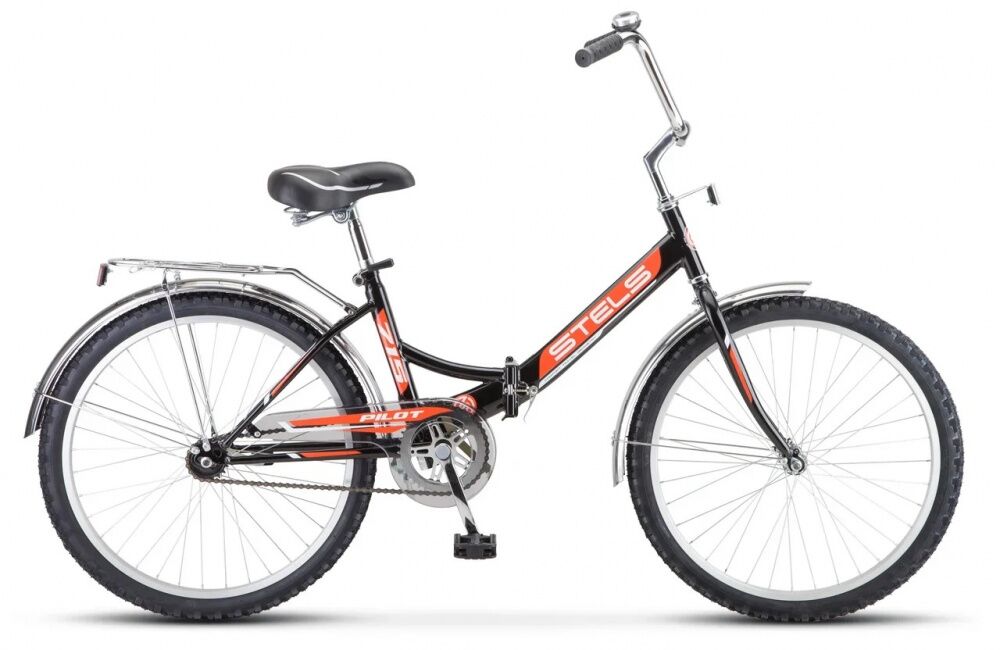 Велосипед Stels Pilot 715 24 Z010 (16, черный/оранжевый, 2021)