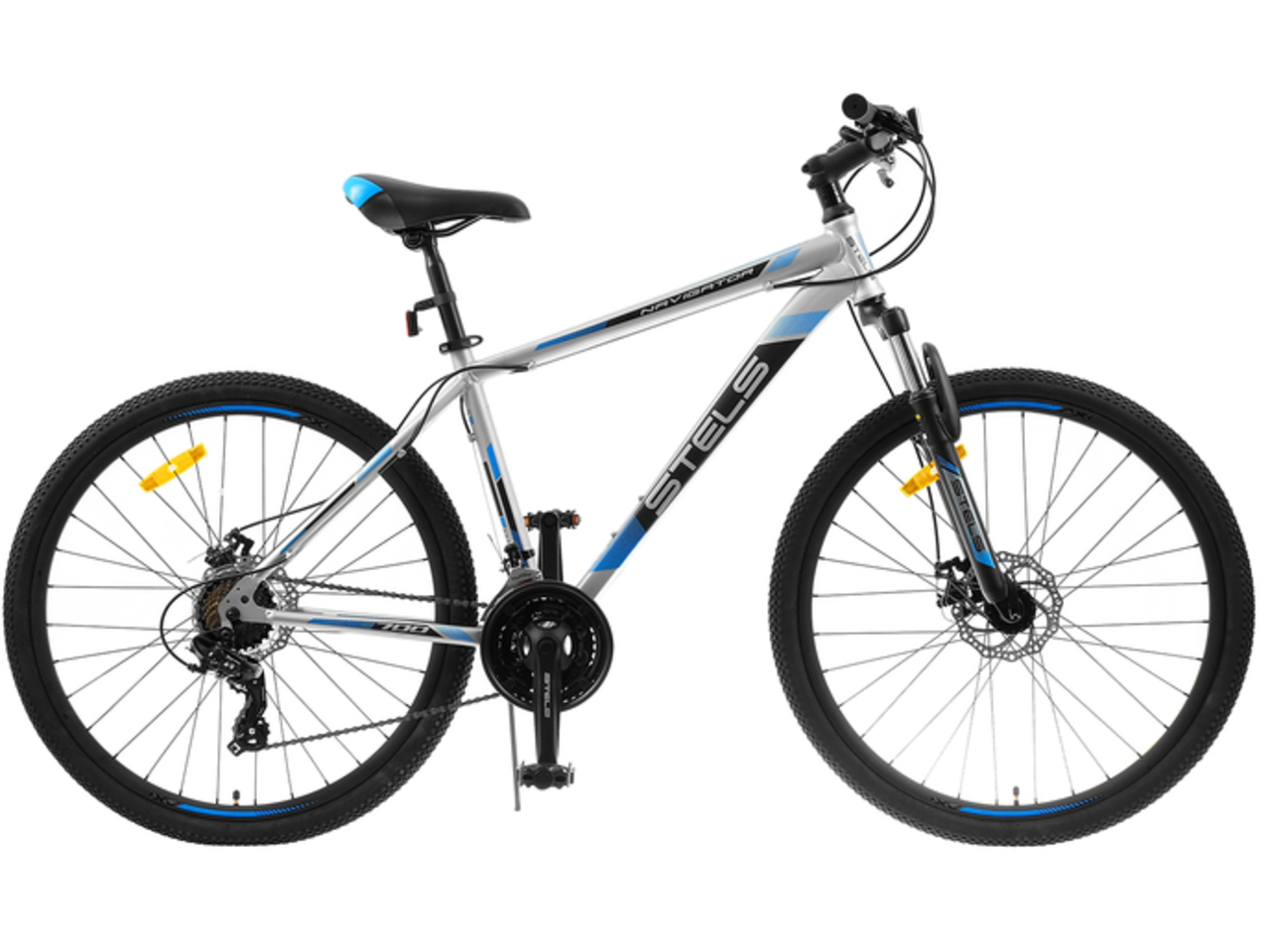 Велосипед Stels Navigator 700 MD 27.5 F010 (21, серебристый/синий, 2020)