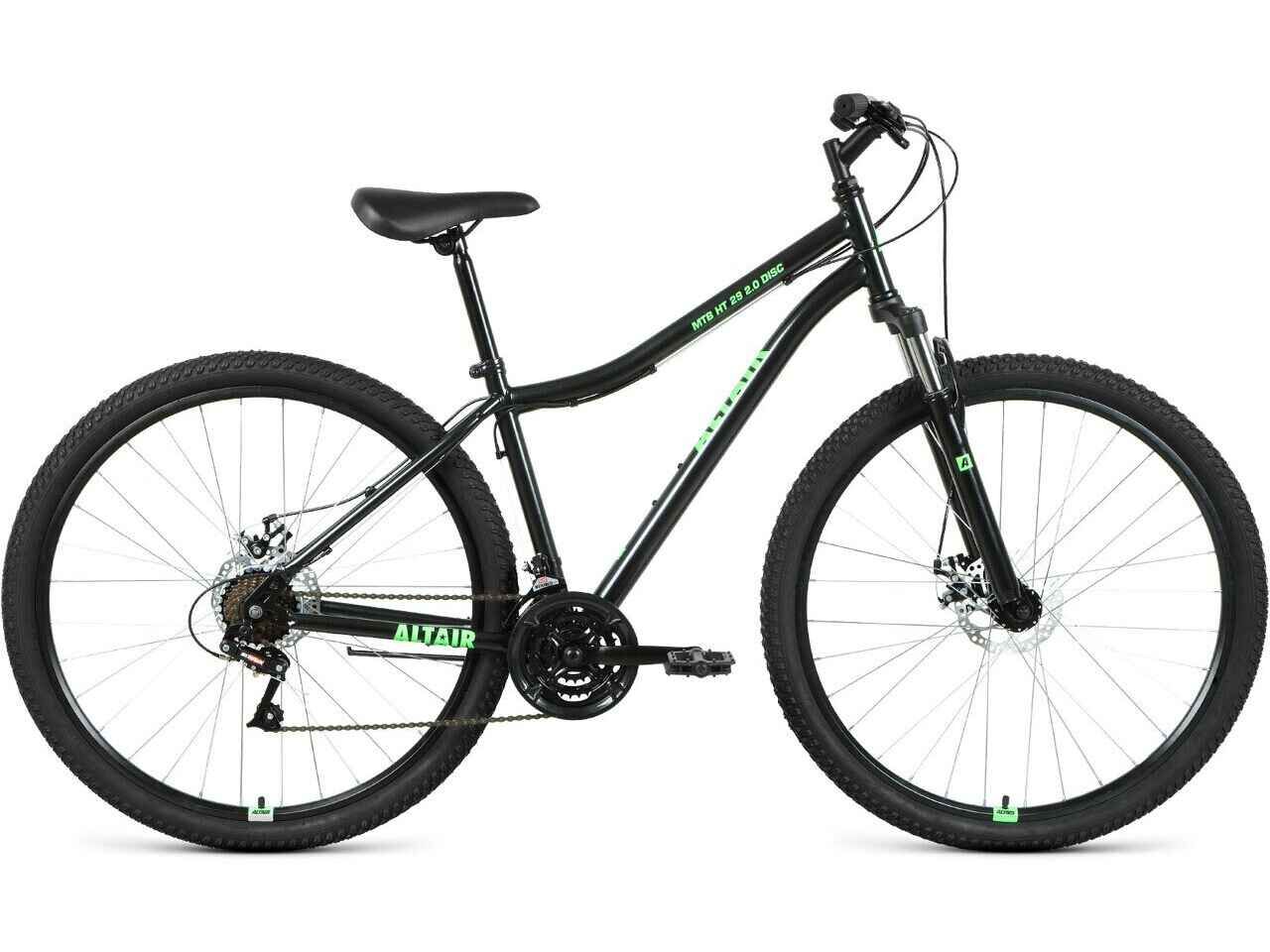 Велосипед ALTAIR MTB HT 29 2.0 disc (17, черный/зеленый, 2021)
