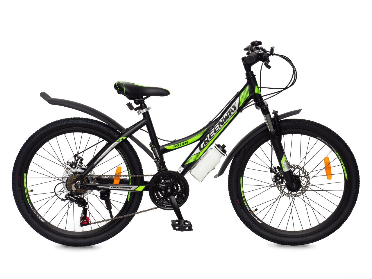 Велосипед Greenway 4930M (15, черный/зеленый, 2021)