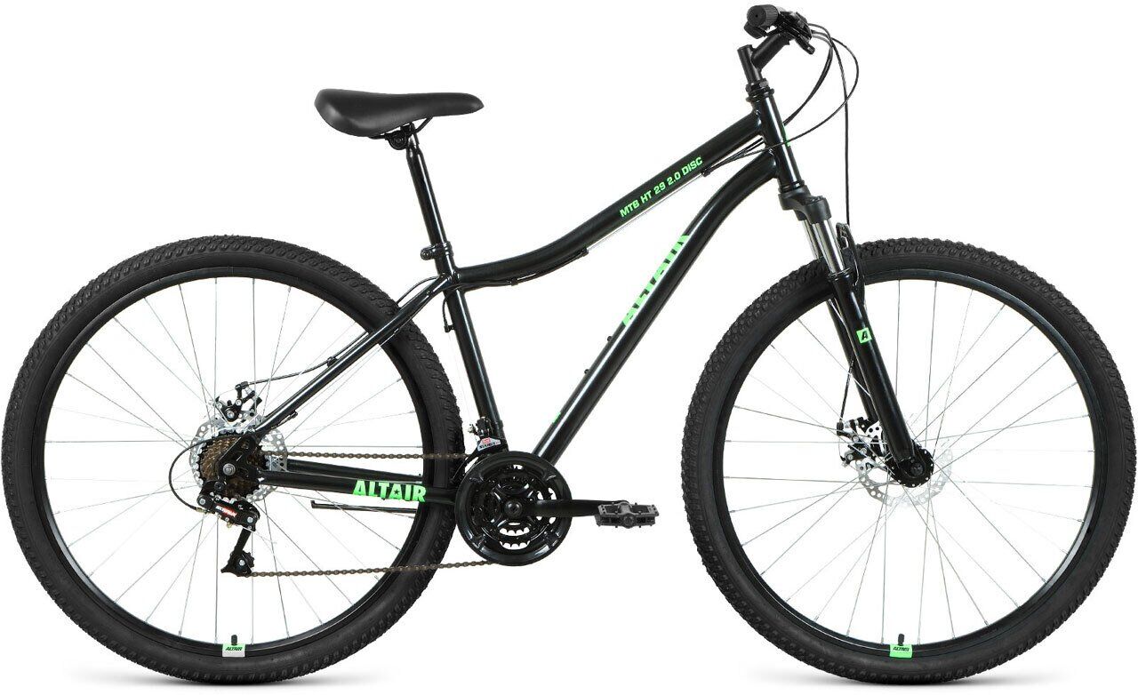Велосипед ALTAIR MTB HT 29 2.0 disc (19, черный/зеленый, 2021)