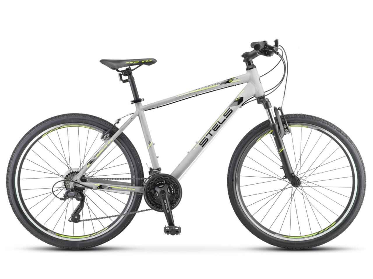 Велосипед Stels Navigator 590 V 26 K010 (18, серый/салатовый, 2023)