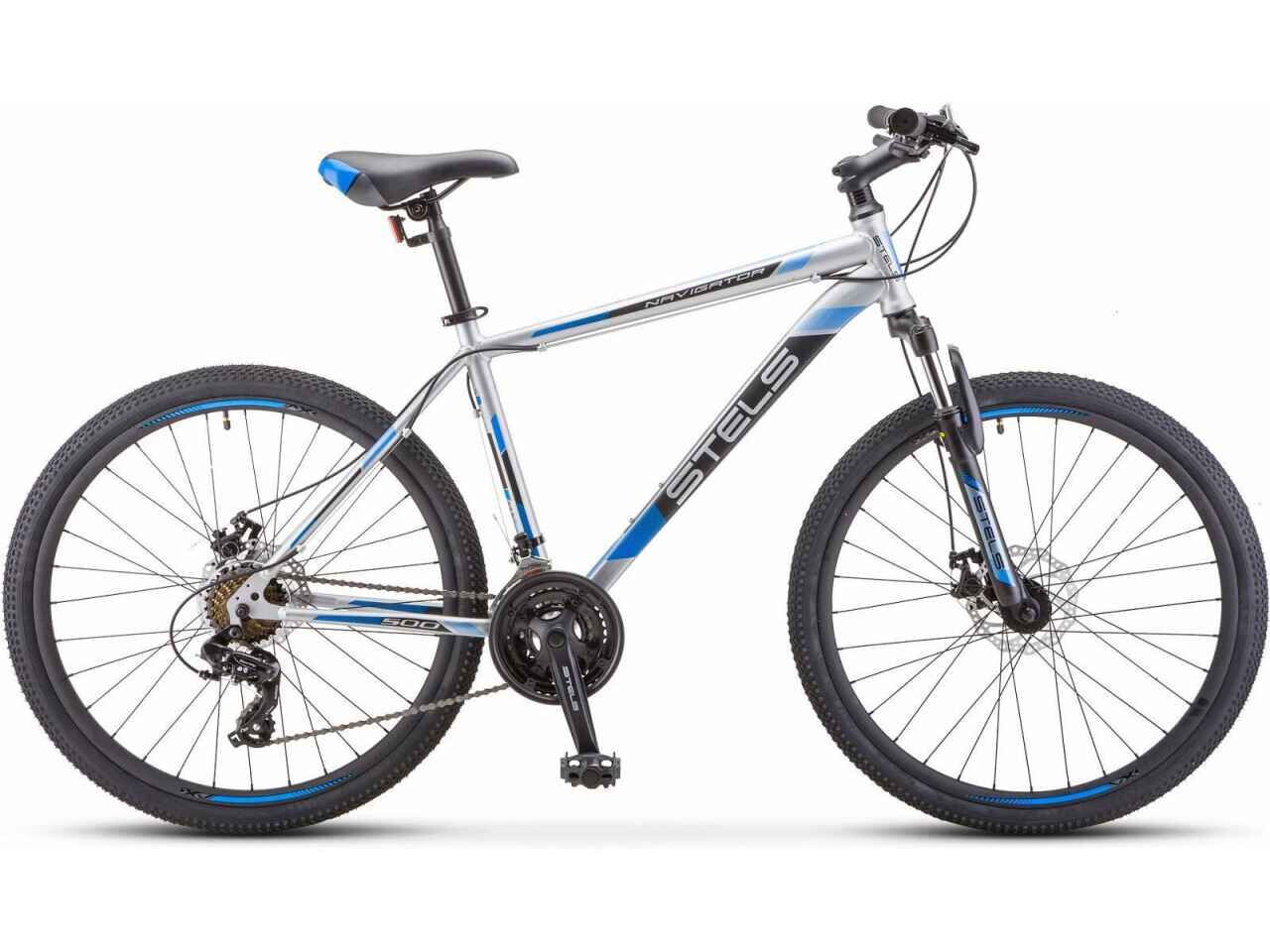 Велосипед Stels Navigator 500 D 26 F010 (20, серебристый/синий, 2020)