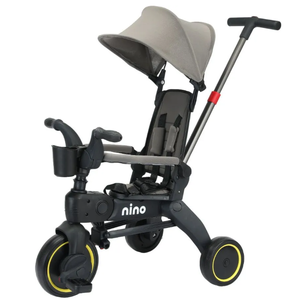 Трехколесный велосипед с ручкой Nino KS-1688 (серый)